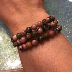Boho Rhodonite anxiety relief bracelet